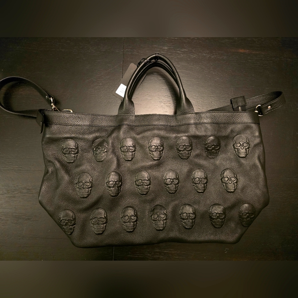 IO Pelle ltalia Large Skull Leather Tote Bag